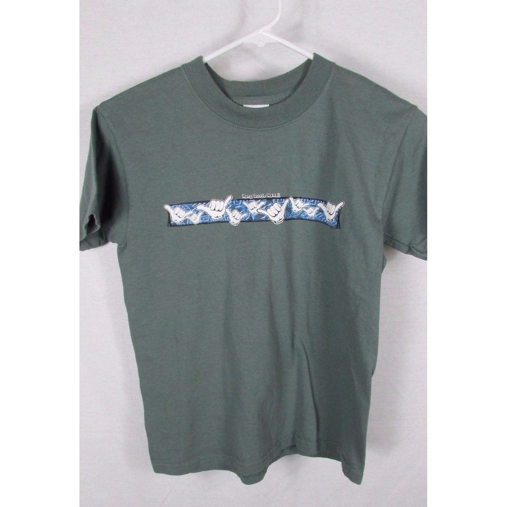 Hang‎ Loose Olive  Army Green T-Shirt Hawaii Boys child Size Medium 10-12